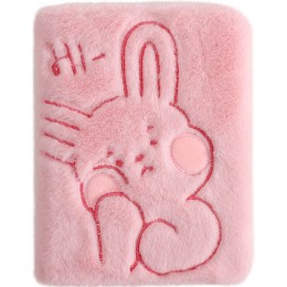 Блокнот А5 112л 'Зайчик' розовый, Mikirei, плюш
