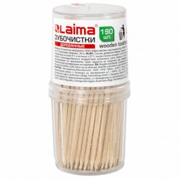 Зубочистки 190шт LAIMA деревянные, в диспенсере