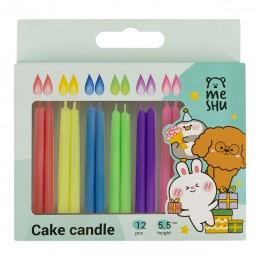 Набор свечей для торта 12шт. 5,5см, с цветным пламенем, MESHU 'Bright flame'