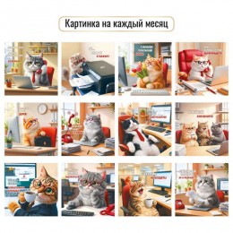 Календарь настенный перекидной 2027г. 'Кот' КВАДРА, 23*23см, на скобе