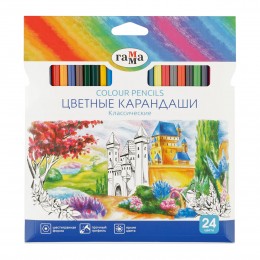 Карандаши 24цв ГАММА 'Классические', заточенные, картон, европодвес