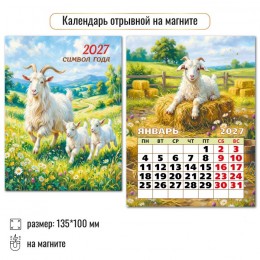 Календарь отрывной на магните 2027г. 'Символ года' КВАДРА, 10*13,5см
