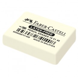Ластик белый FABER-CASTELL 'Latex-Free' 37*25*7мм, прямоугольный, синтетический каучук