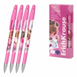 Ручка пиши-стирай гелевая 0,5мм синяя ERICH KRAUSE R-301 Magic Gel Stick 'CapyBarbara'