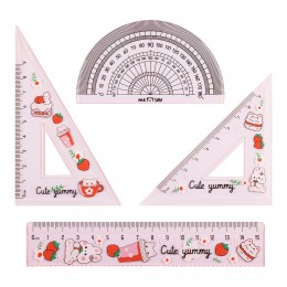 Набор чертежный (линейка 15см, транспортир, 2 треугольника), MESHU 'Милые котята'