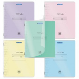 Тетрадь 12л косая линия 'Smart Cover' BRAUBERG, пластиковая обложка, ассорти