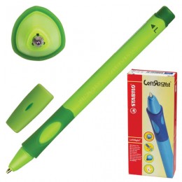 Ручка шариковая 0,8мм для ЛЕВШЕЙ синяя STABILO 'Left Right', корпус зеленый