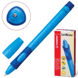 Ручка шариковая 0,8мм для ПРАВШЕЙ синяя STABILO 'Left Right', корпус голубой