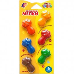 Восковые мелки 6цв ЛУЧ 'Лапки', фигурные