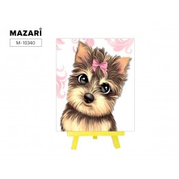 Алмазная мозаика 'Милый щенок' 21*25см, с мольбертом, частичная выкладка стразы-камешки, MAZARI