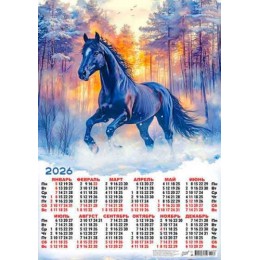 Календарь настенный листовой 2026г. А2 'Символ года. Чёрное на белом' ЛиС