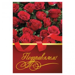 Папка адресная 'Поздравляем!' А4 розы, ламинированная, индивидуальная упаковка STAFF