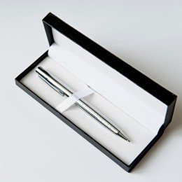 Ручка подарочная шариковая 'Ferra silver', синяя, латунь, поворотный механизм,в подарочной упаковке