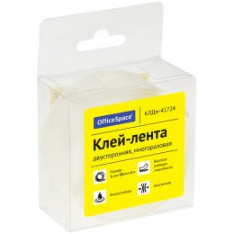 Клейкая лента 30мм*1м*1мм многоразовая, двусторонняя OfficeSpace