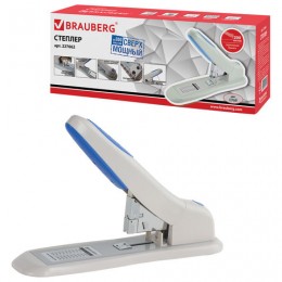 Степлер №24/6-23/24 200л серо-синий BRAUBERG 'Heavy duty PRO' эргономичный