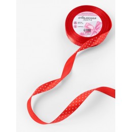 Лента декоративная 'Сердечки' красная, 15мм*23м, атласная