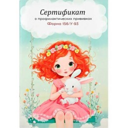 Бланк 'Сертификат о профилактических прививках' Девочка с зайчиком, А6 12л. ПРОФ-ПРЕСС