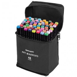 Набор спиртовых маркеров 48цв BRAUBERG, двусторонние, для скетчинга