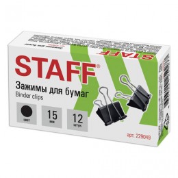 Зажим для бумаги 15мм черный STAFF 'EVERYDAY'