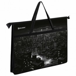 Папка с ручками А3 BRAUBERG 'Night city, 1 отделение, на молнии, пластик