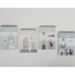 Скетчпад А4 30л, гребень, 'Будни кота' Mikirei, 130г/м2