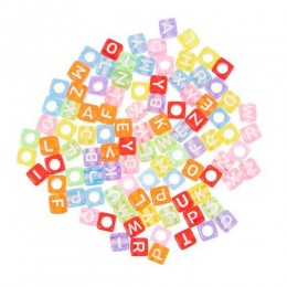 Бусины для творчества 'Английский алфавит' №01 пластик, цветные/белые буквы, 4*7мм, 100шт.