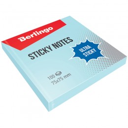 Блок клейкий 75*75мм 100л голубой пастель BERLINGO 'Ultra Sticky'