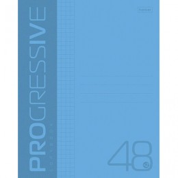 Тетрадь 48л А5 клетка 'Progressive' синяя, с пластиковой обложкой, HATBER