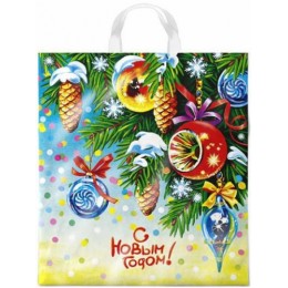 Пакет 38*42см 40мкм 'Пробил час', полиэтиленовый с петлевой ручкой