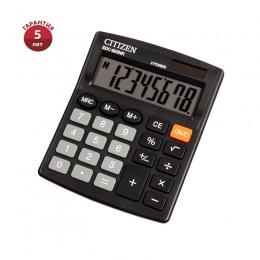 Калькулятор 8 разрядов настольный CITIZEN SDC-805NR черный, двойное питание, 105*120*21мм