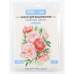 Набор для творчества 'Нежные цветы', вышивка крестиком, 21*30см, Школа талантов