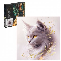 Картина по номерам 'Золотая кошка' ФЕНИКС+, 30*30см, с акриловыми красками, холст на подрамнике