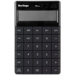 Калькулятор 12 разрядов настольный BERLINGO 'PowerTX' антрацит, двойное питание, 165*105*13мм