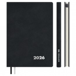 Еженедельник 2026г. А5+ 80л. черный 'Нубук' ESCALADA, кожзам