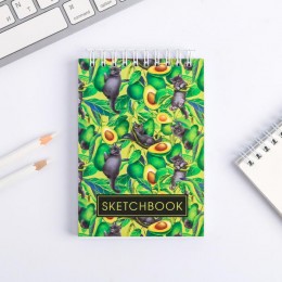 Скетчбук А6 80л, гребень, 'Sketchbook avocado' ArtFox, блок 100г/м2