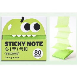 Блок клейкий 76*76мм 80л зеленый Languo 'Apple', Z-сложение, полупрозр. пластик