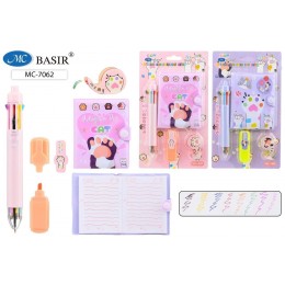 Подарочный набор BASIR 'Кошачьи лапки' (блокн +руч +текст-марк +дисп +скотч)