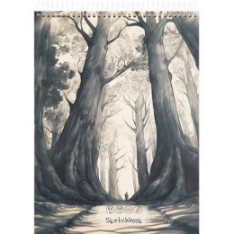 Скетчбук А4 64л, гребень, 'Тёмный лес' ПРОФ-ПРЕСС, 100г/м2, твердая обложка