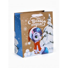 Пакет подарочный 23*27*11,5см 'Конь' крафтовый, вертикальный