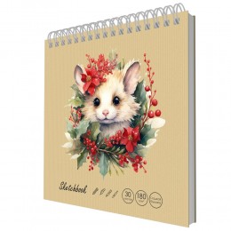 Скетчбук 190*190мм 30л, гребень, 'DRAFT and CRAFT. Cute mouse' ЭКСМО, 180г/м2, тв.обложка