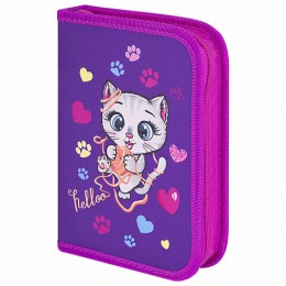 Пенал 1 отделение 20*14см 'Playing kitty' BRAUBERG, 1 откидная планка, полиэстер