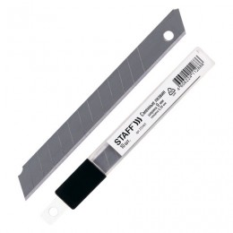 Лезвия для ножа 9мм 10шт STAFF, толщина лезвия 0,38 мм, в пластиковом пенале