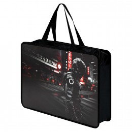 Папка с ручками А4+ ФЕНИКС+ 'Гонщик в шлеме', полипропилен, на молнии, 1 отделение