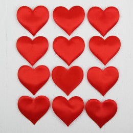 Сердечки декоративные, набор 12 шт, размер 1 шт 6,5*5 см, цвет красный 