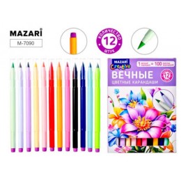 Карандаши 12цв MAZARI вечные, с ластиком