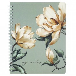 Тетрадь 80л А5 клетка, гребень, 'Магнолия' ФЕНИКС+, пластиковая обложка