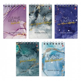 Блокнот А7 40л, гребень, клетка 'Мрамор' АЛЬТ, ассорти