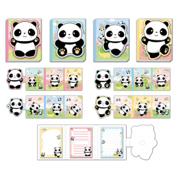 Закладки самоклеящиеся бумажные 3шт 8*9,5см Kimira 'Panda', ассорти