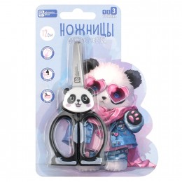 Ножницы 12см детские ФЕНИКС+ 'Панда в очках', формованные ручки