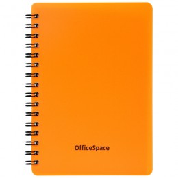 Записная книжка А6 60л клетка 'Neon' оранжевая OfficeSpace, пластиковая обложка, гребень